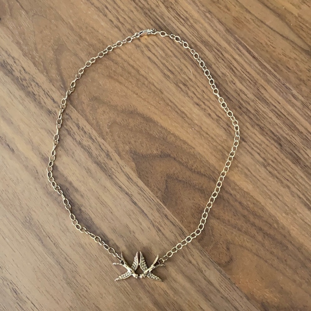 Gold plaited love birds choker